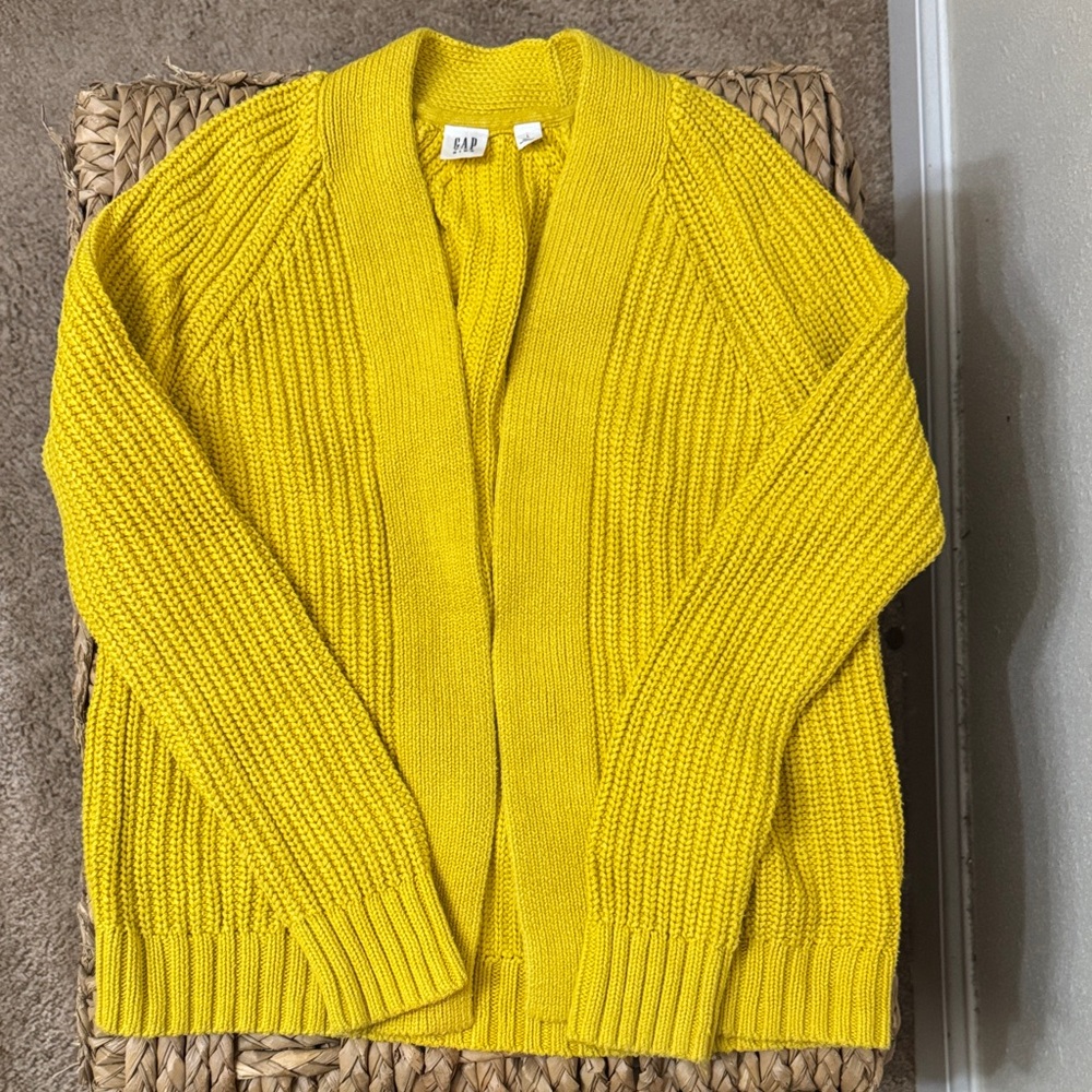 GAP Bright Yellow Open-Front Chunky Knit Cardigan